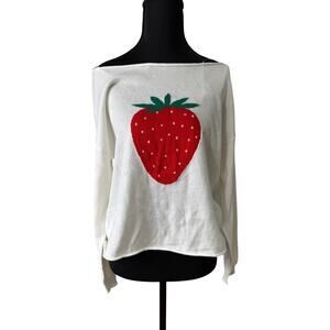 Aeropostale NWT Knit Strawberry Graphic Oversized SM Off-The-Shoulder Sweater SM